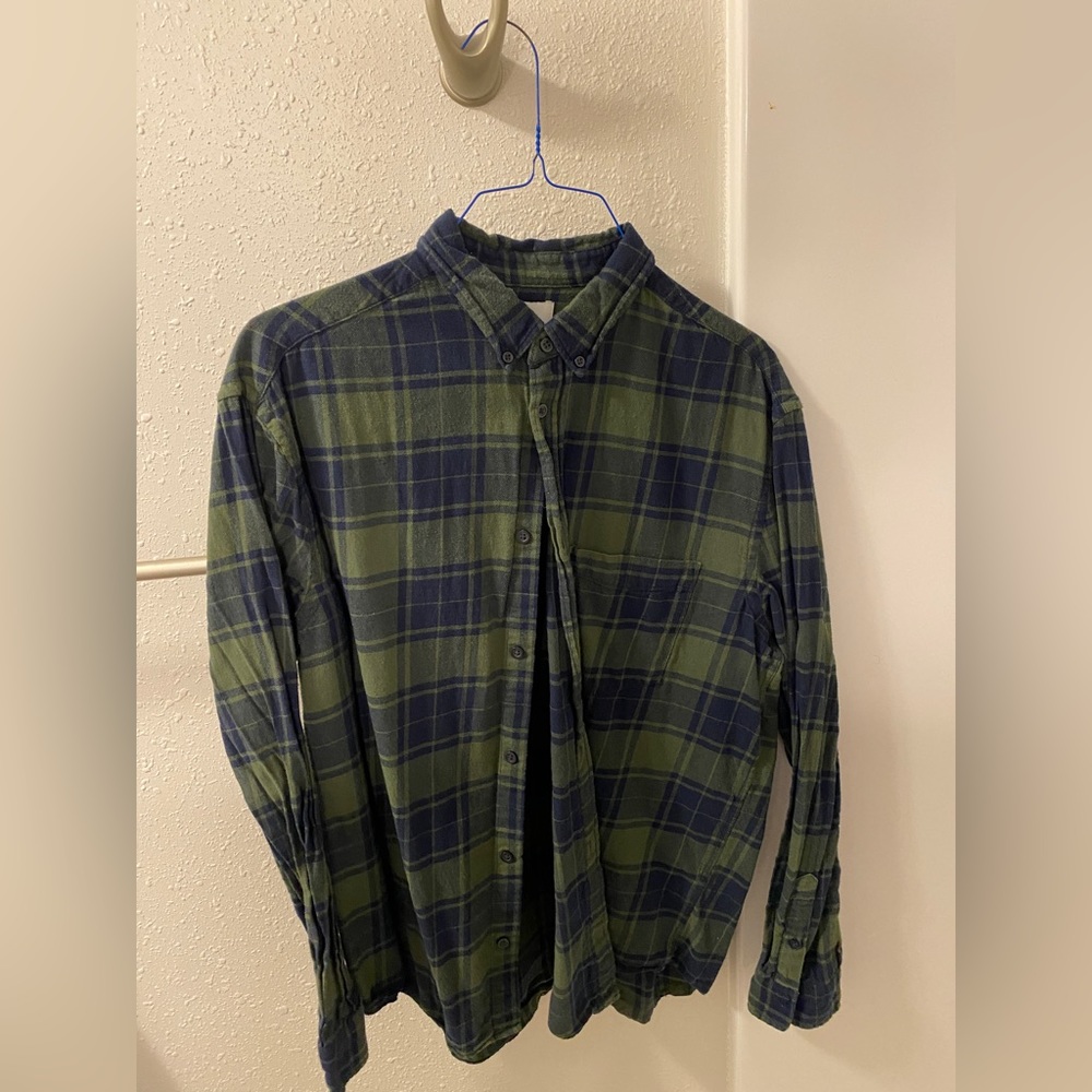 H&M Green/Blue Button Down Flannel